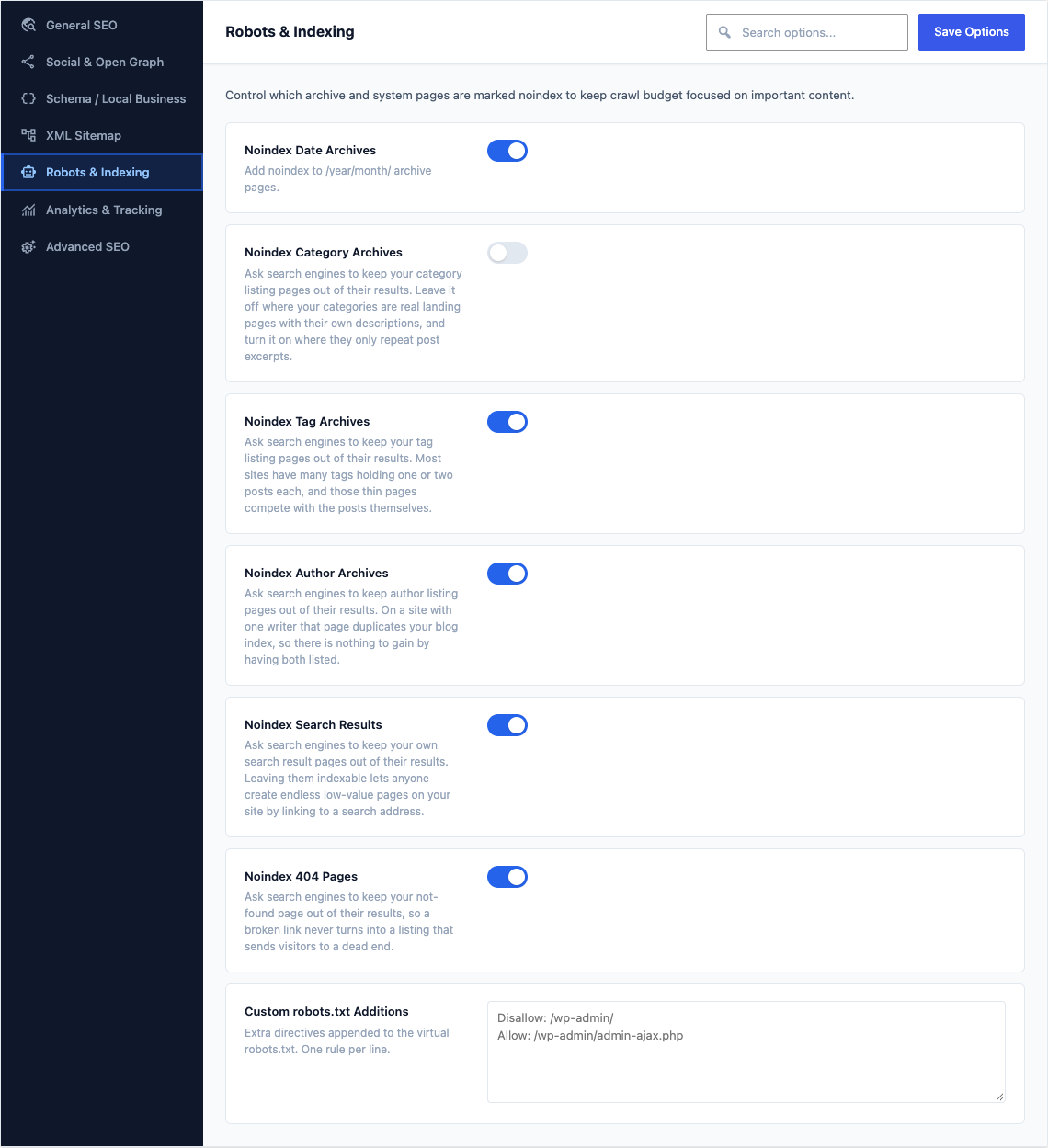 The Robots & Indexing tab of Canvas > Seo