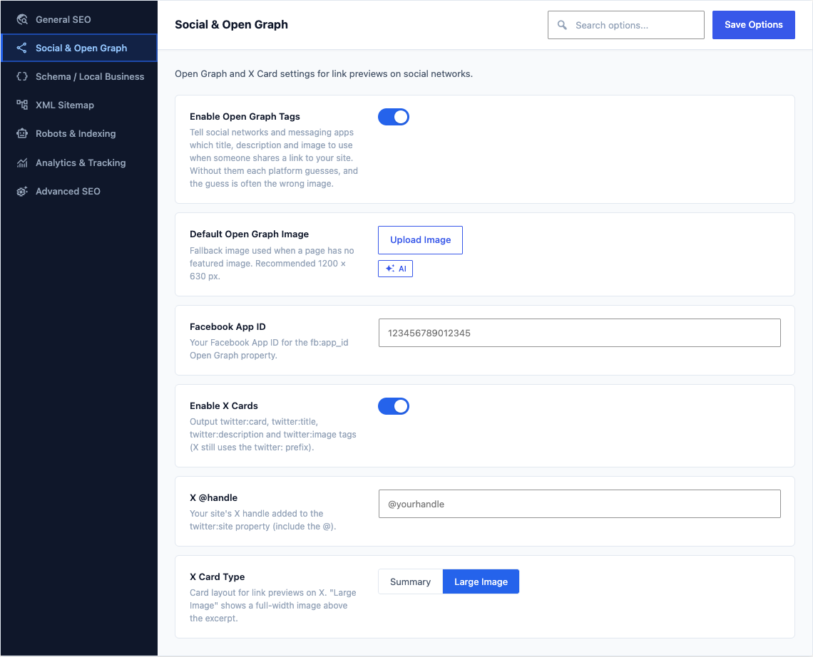 The Social & Open Graph tab of Canvas > Seo
